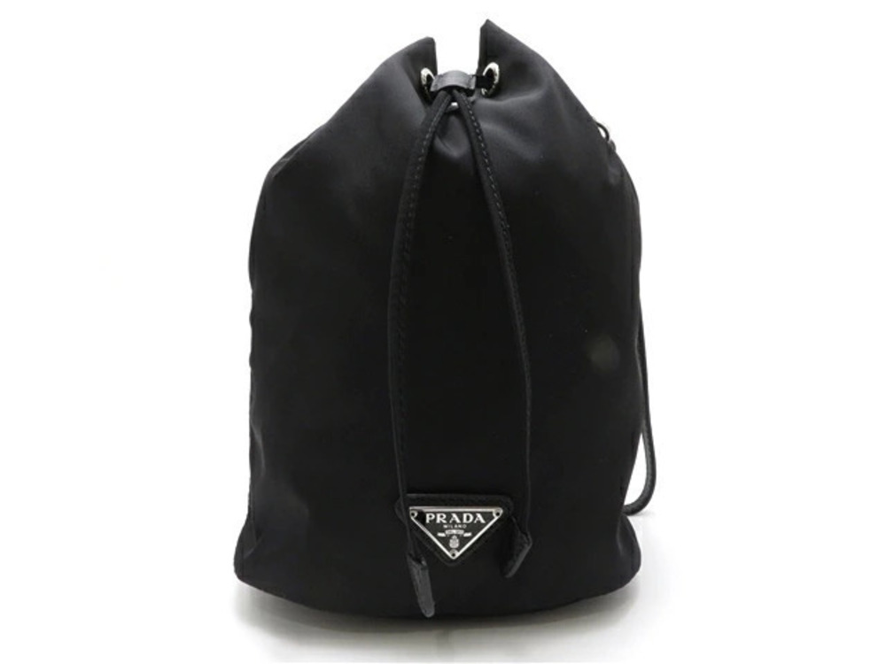 Prada bag Pouch Clutch handle drawstring hand black